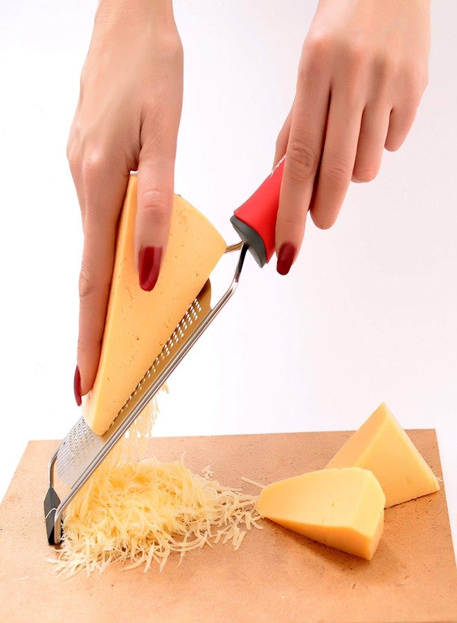 we3 Cheese Grater - Lemon Zester Grater - Stainless Steel Hand Grater for Kitchen - Easy for Parmesan Citrus Ginger Cheese Chocolate Lemon - Red - Image 1